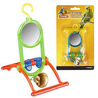 Flamingo (Фламінго) MIRROR + BELL іграшка для папуг дзеркало з дзвіночком і жердинку 12х7х16,5 см