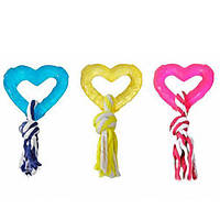 Flamingo Good4Fun Hart With Rope ФЛАМІНГО ДУС ФО ФАН іграшка для собак, серце з мотузкою, гума 8 см