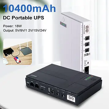 ДБЖ джерело безперебійного живлення для роутера POWER BANK UPS DC1018P 10400 mAh UPS 5V-12V