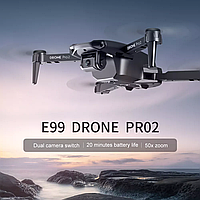 Радиоуправляемый мини квадрокоптер с камерой E99 Pro2 - Коптер 4К FPV дальность до 100 метров до 20 мин пол