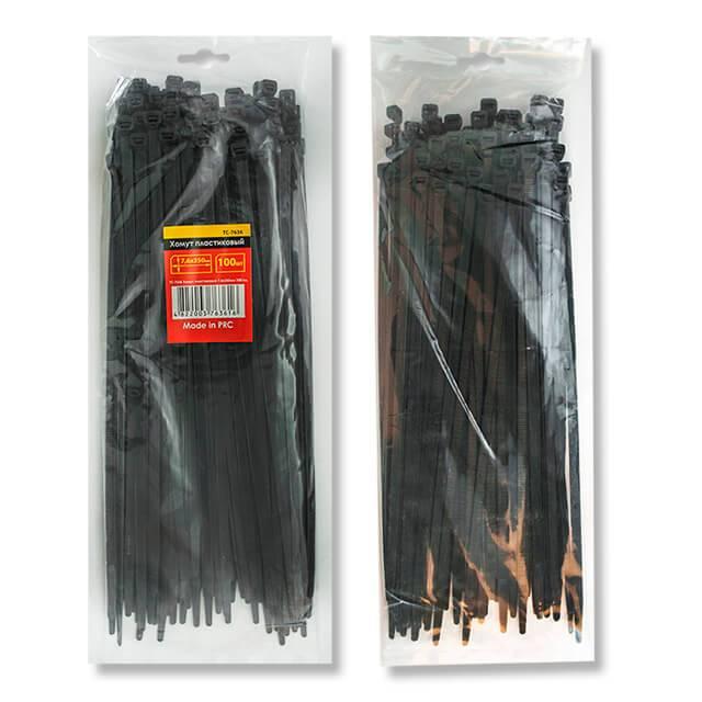 Хомут пластиковий 2,5*100 мм, (100 шт./пач.), чорний INTERTOOL [TC-2511]