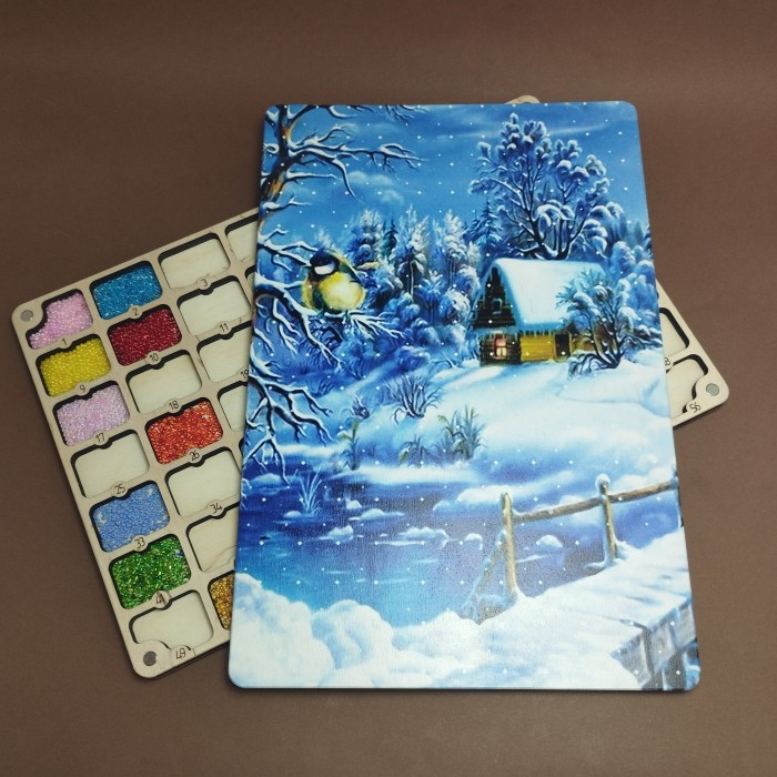 Органайзер для бісеру з дерев'яною кришкою на 56 пронумерованих комірок з кольоровим друком (060110), фото 1