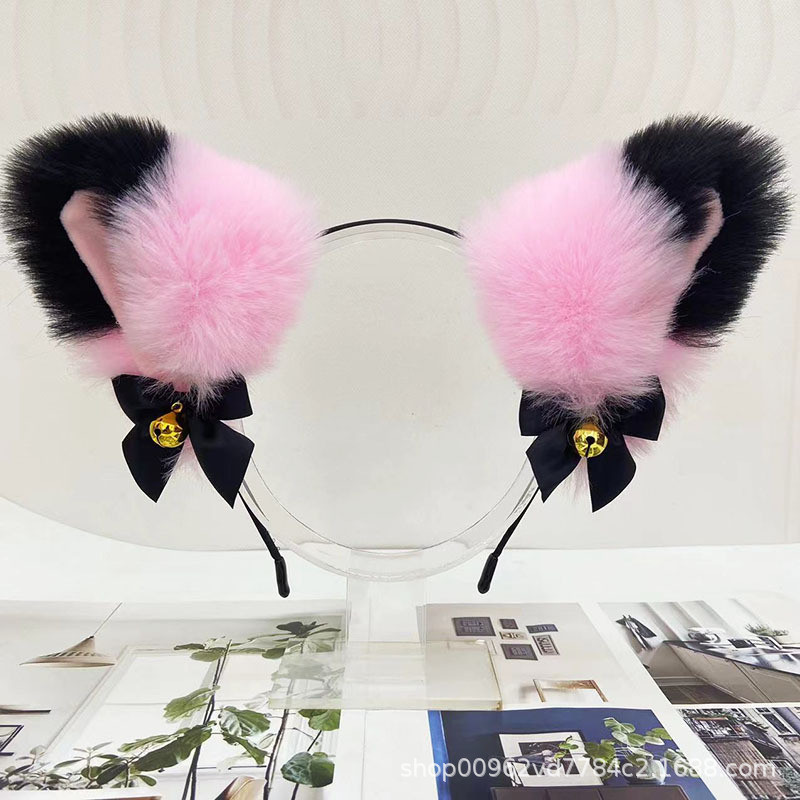 Обідок Котячі вушка рожеві з дзвіночками, косплей, аніме, манги, монокума, куромі, FS-1585