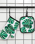 Набір кухонних прихваток для гарячого посуду (прихватка + рукавиця) з тропічним принтом,FS-1683,2