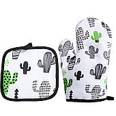 Набір кухонних прихваток для гарячого посуду (прихватка + рукавиця) з кактусами,FS-1683,3