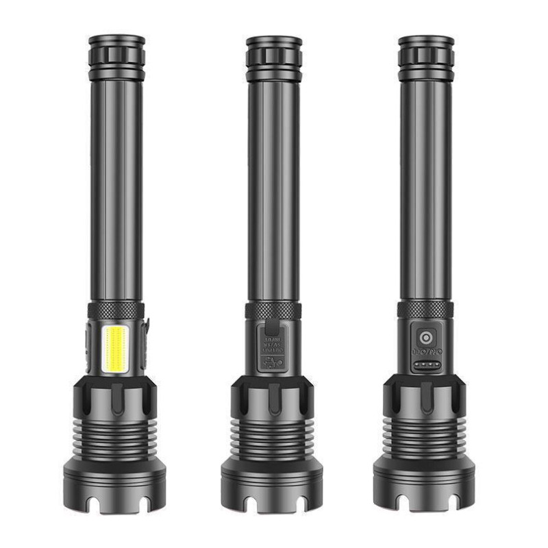 Ліхтарик ручний XHP90.2, LED-індикація, корпус-алюміній, ударостійкий, заряджання від USB 5V/1A, BOX