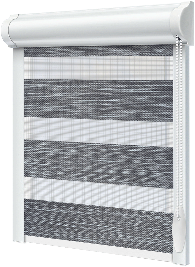 Тканинний ролет День Ніч Сірий ZW закрита система з боковими планками