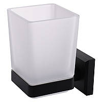 Одинарный стакан для ванной комнаты Topaz TKB 9921A-BL квадратный, черный -Komfort24-