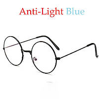 Круглые имиджевые очки стильные прозрачная линза черные