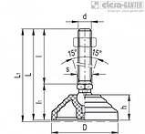 Опора шарнірна LV.A-SST D=70 мм, гвинт неірж. l = 68 мм, різь М14, основа технопол., навантаження 1400 кг., фото 2