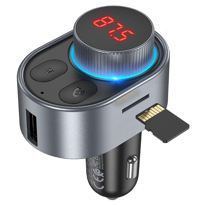 Автомобільний FM-Трансмітер із швидкою зарядкою HOCO E72 |BT5.0, USB/Type-C, TF| Чорний, фото 1