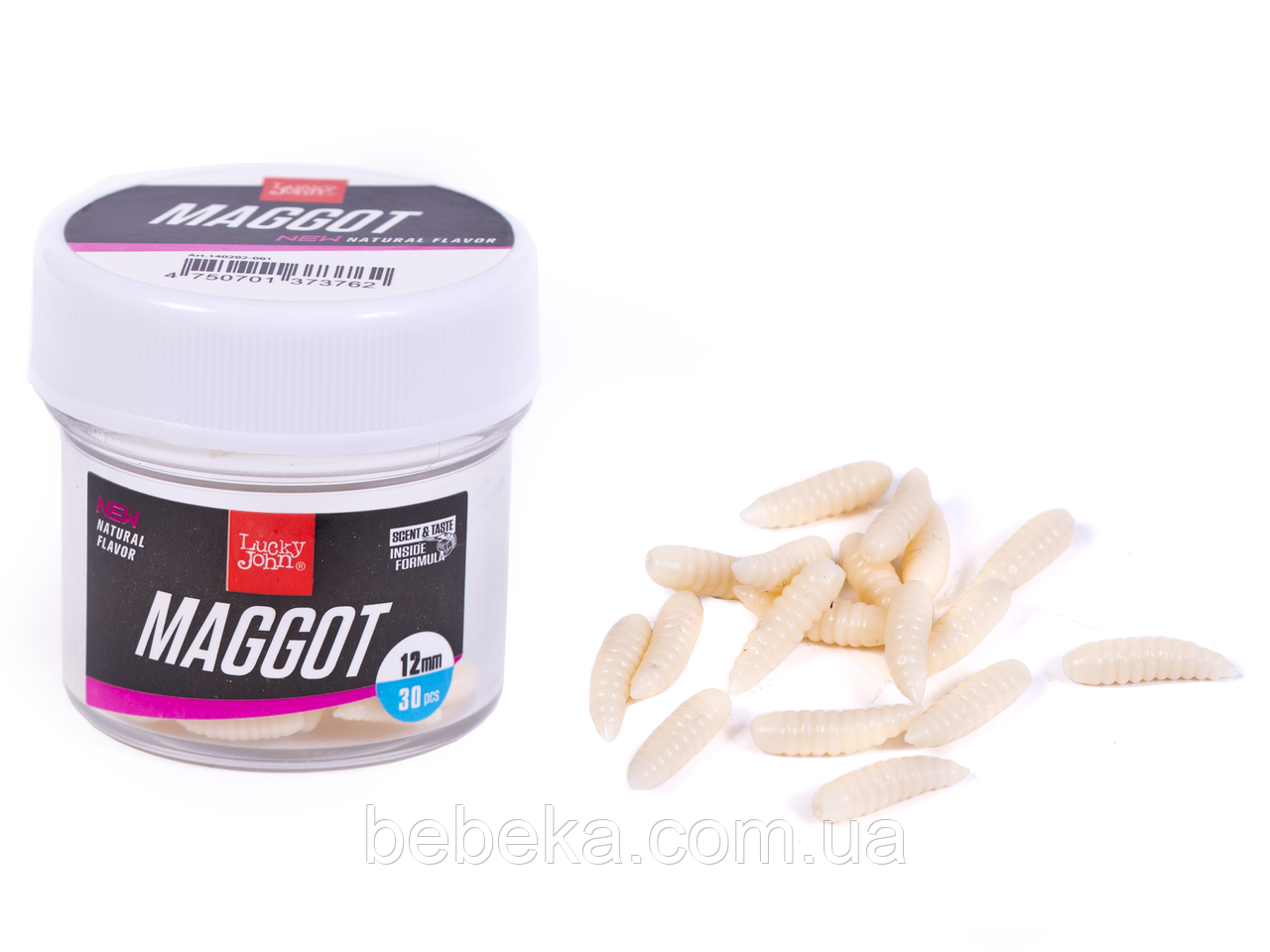 Опариш силіконовий білий Lucky John Maggot 12mm * 30