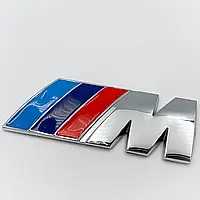 Шильдик логотип эмблема BMW M на багажник Серебро