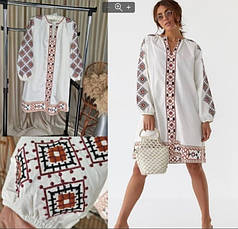 Жіноча сукня вишиванка білого кольору з оригінальною вишивкою розмір 42-50, фото 2