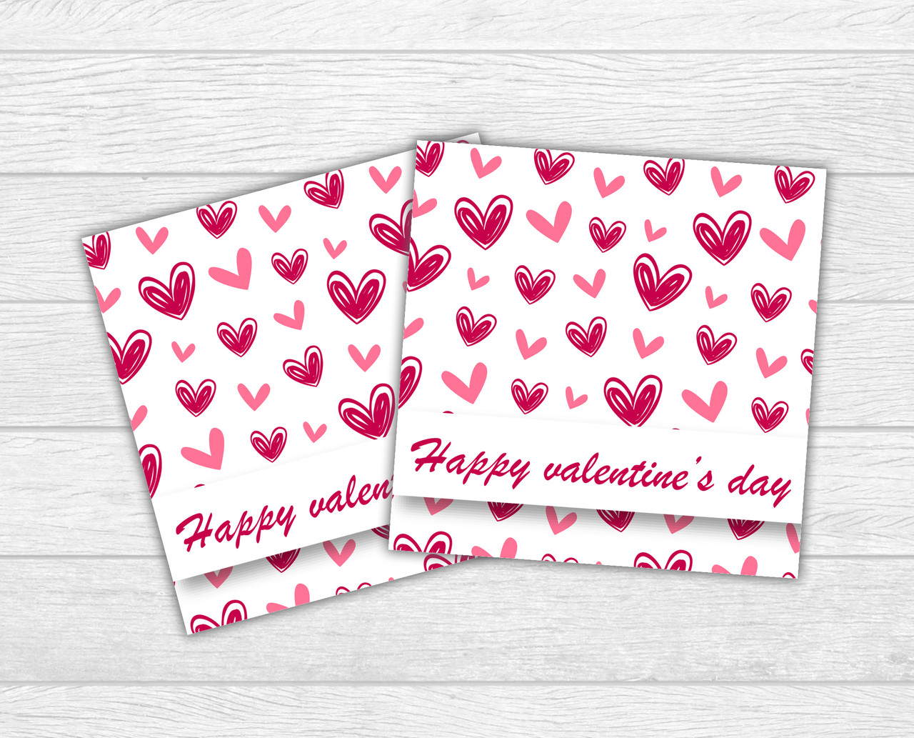 Міні листівка на День святого Валентина. Фон серця Happy Valentines для подарунків, квітів, букетів (бірочка)
