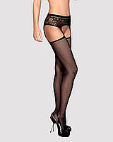 Эротические колготки Obsessive Garter stockings S307 black S/M/L (секс-белье)