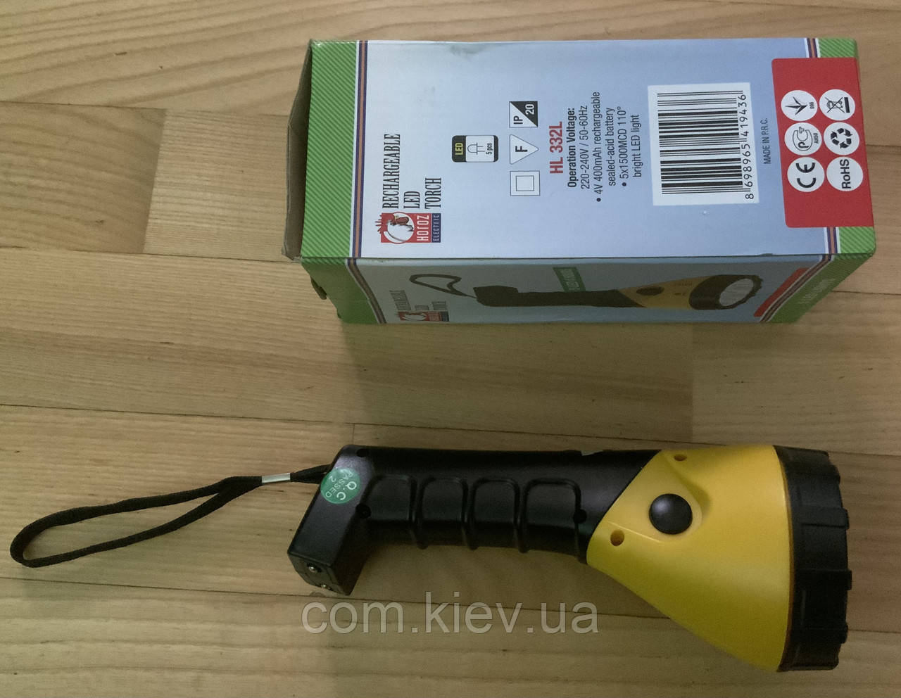 Ліхтарик ручний акумуляторний HOROZ, із заряджанням від 220 V (4V, 400mAh)