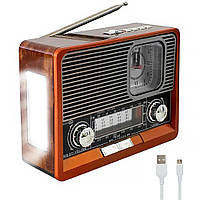 Аккумуляторный радиоприемник с фонариком и часами Everton RT-330 / Портативное FM радио с AUX, USB, SD