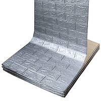 Рулон 3Д-панели на стену Серебро кирпич 20000*700*3мм на стену мягкие ПВХ панели самоклейка (R017-3-20)
