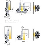 Завіса TITUS, T-TIPE напівнакладна 110* з дотягом GLISSANDO, 1522, 701-0CT0-054-00, фото 2