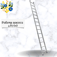 Алюмінієва односекційна приставна драбина на 14 сходинок (універсальна)