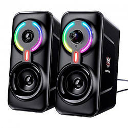 Комп'ютерні колонки бездротові ONIKUMA RGB Backlight L6 | 5Wx2, BT, USB, 3.5mm | Чорний