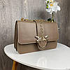 Жіноча міні сумочка клатч у стилі Pinko на ланцюжку капучіно(BRT), фото 7