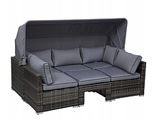 Набір садових меблів із ротанга із сонцезахисним козирком