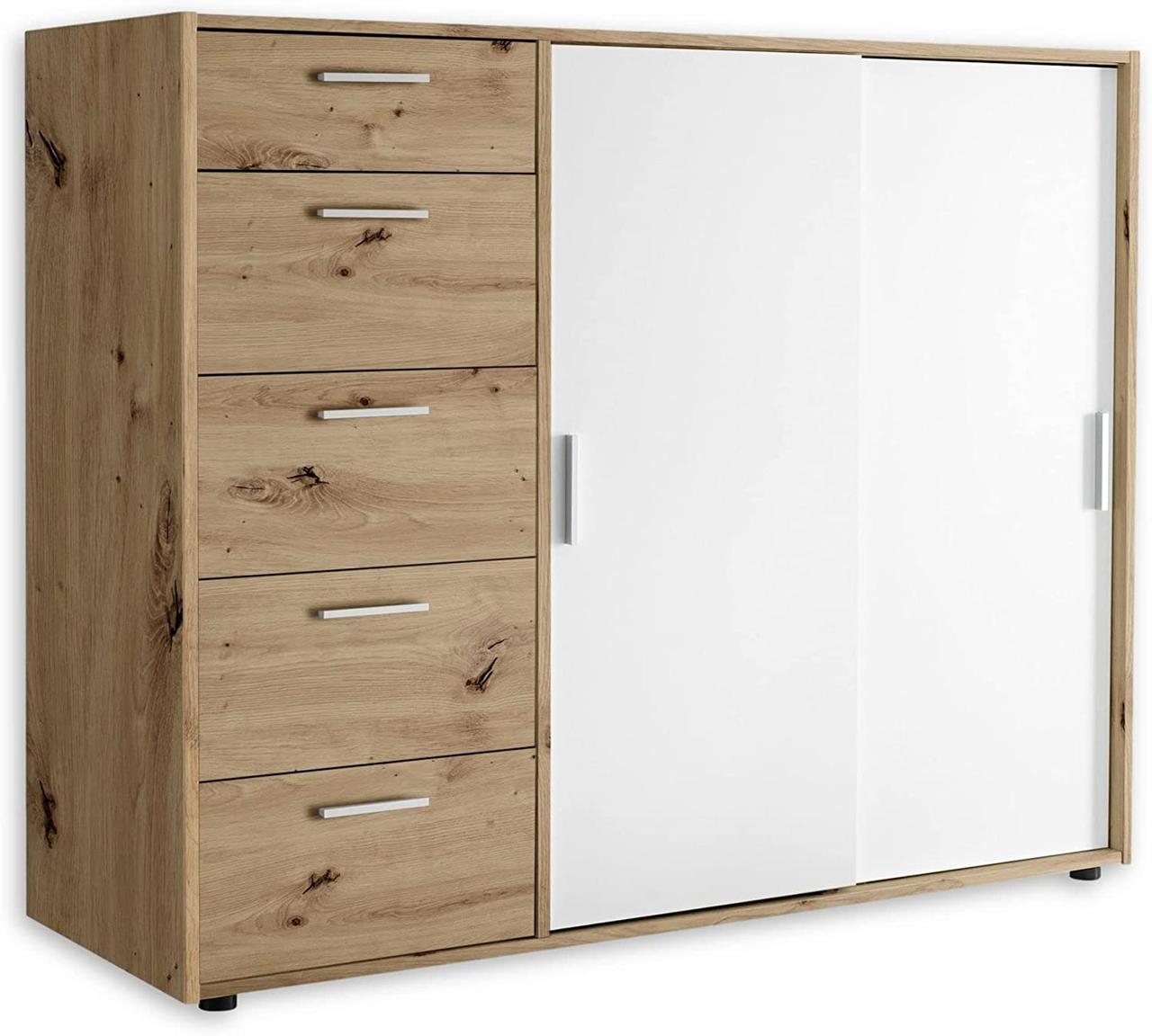 Комод Кейс 2дв 5шх (Білий/Дуб Артізан) 152, фото 1