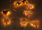 Світлодіодна гірлянда Золоті ялинки на батарейках 1.5 м 10 LED (золотистий теплий), фото 2