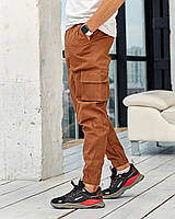 Мужские спортивные штаны Карго коричневые с карманами с боку | Тактические штаны весенние осенние летние (My)