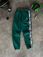 Мужские зимние спортивные штаны Champion зеленые на флисе с лампасами Чемпион (My)