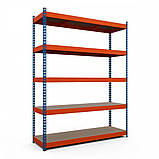 Стелаж поличний 3120х1600х500 мм, 300 кг,5 полиць із ДСП фарбований, стелаж для офісу, складу, дому, фото 5