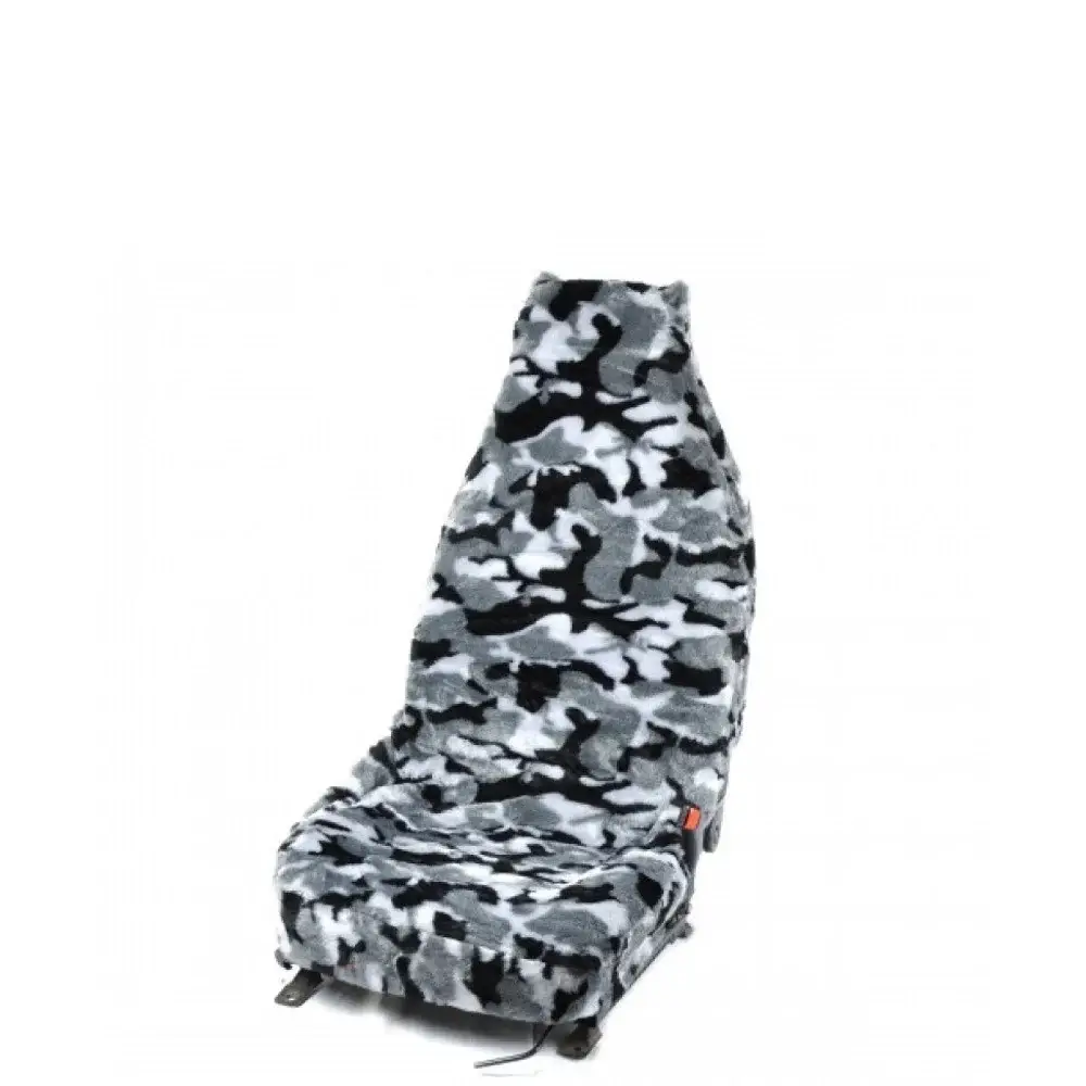 Чохли салону автомобіля універсальні хутряні комплект перед+зад камуфляж сірий, фото 1