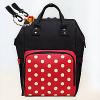 Рюкзак - сумка органайзер для мамы Божена TNXB Черно - Красный (в белый горошек)