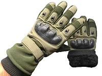 Зимние тактические перчатки на флисе Олива XL 24-25,5 см.