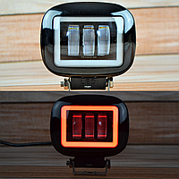 Дополнительная светодиодная LED фара 45Вт Квадратная Красный ангельский Глаз Четкой световой теневой границей