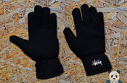 Зимові флісові рукавички Stussy / Стуссі чорні
