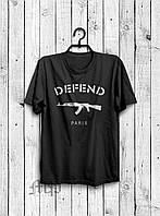 Чорна бавовняна футболка Defend paris