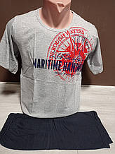 Чоловіча піжама Туреччина ЕМРЕ Літо 40-50 розміри двійка футболка та шорти 100% бавовна сіра