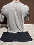 Чоловіча піжама Туреччина ЕМРЕ Літо 46-50 розміри двійка футболка та шорти 100% бавовна сіра, фото 2