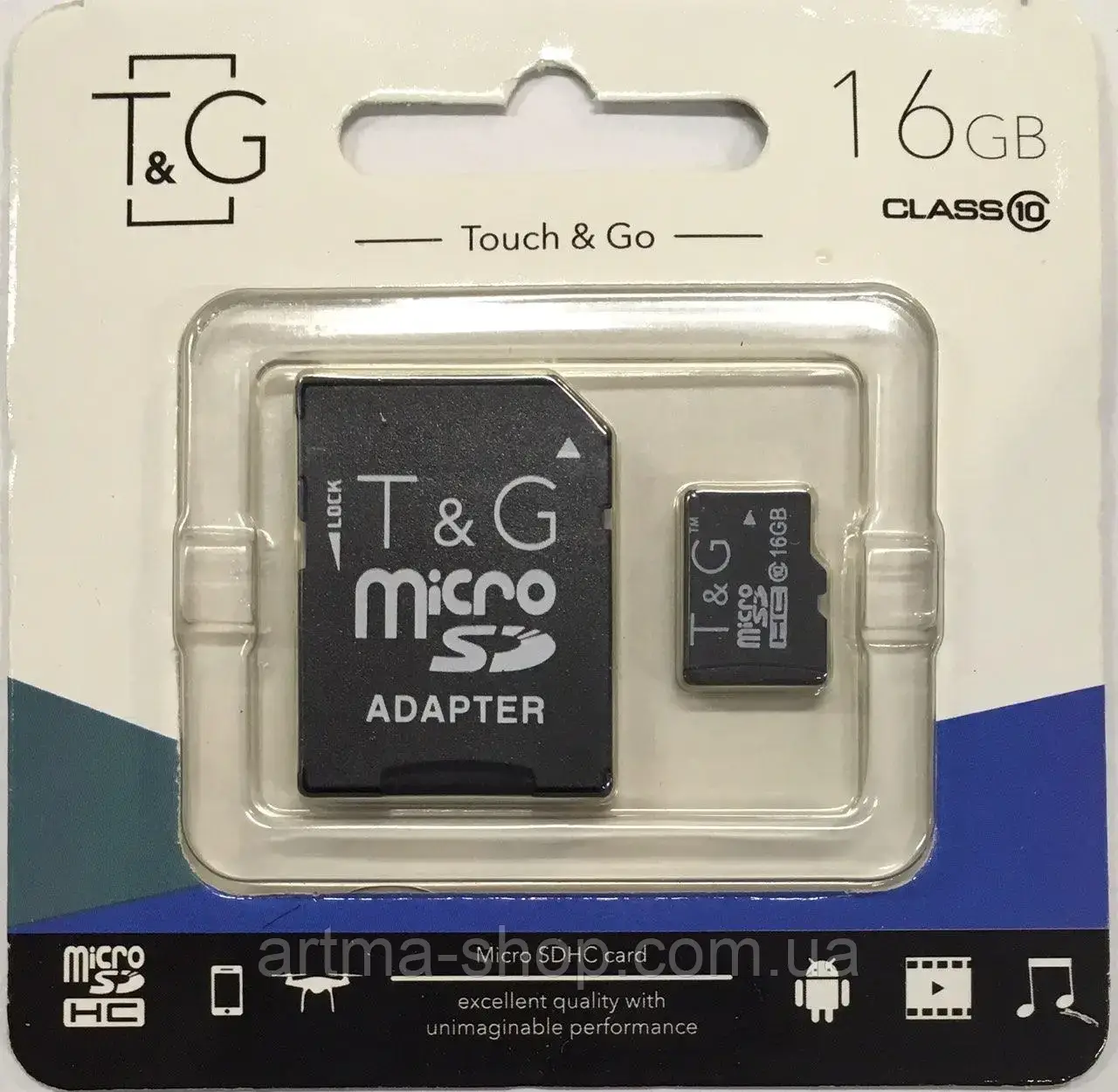 Карта пам'яті T&G micro SDHC 16 GB Class 10 +адаптер