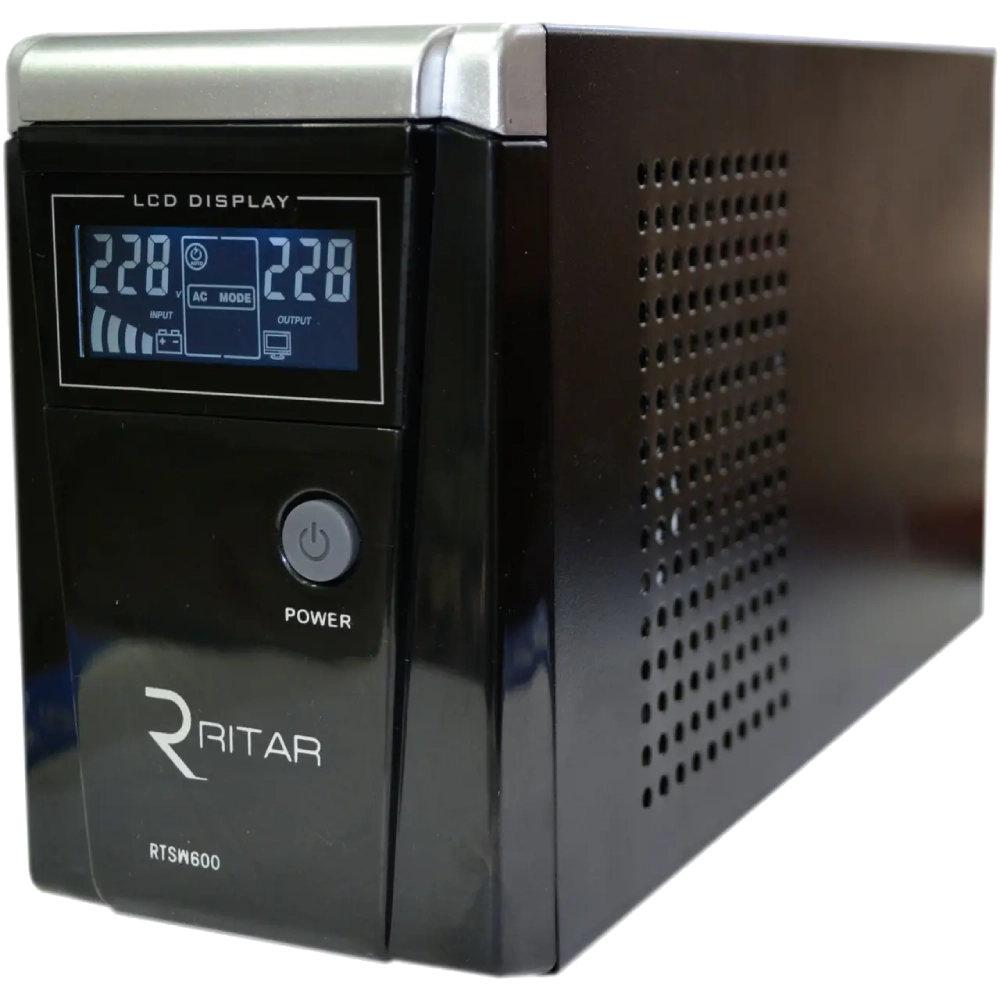 Джерело безперебійного живлення Ritar RTSW-600 D12 LCD автономний інвертор 600ВА/360Вт ДБЖ 12В