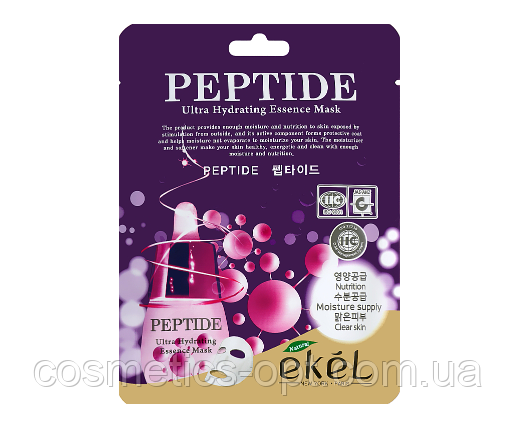 НАБІР 10 масок - Тканинна маска з пептидами Ekel Peptide Ultra Hydrating Essence Mask, 25 мл.*10 шт.
