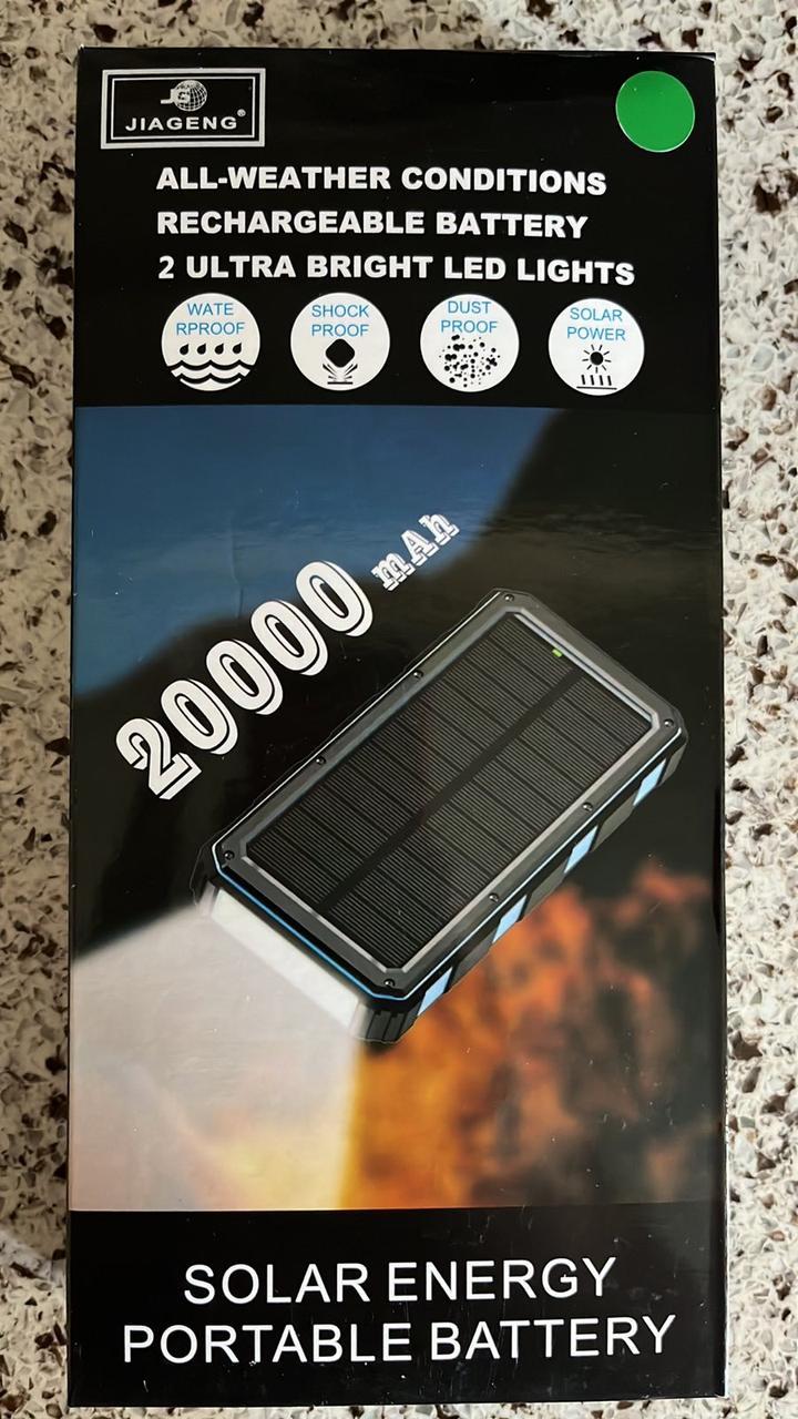 Портативний зарядний пристрій зовнішній акумулятор Power Bank Solar 20000 mAh