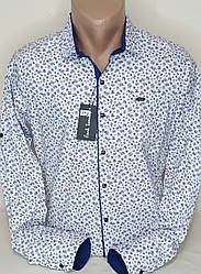 Сорочка чоловіча Paul Smith vd-0054 біла приталена у візерунок із довгим рукавом трансформер Туреччина S