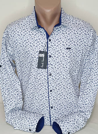 Сорочка чоловіча Paul Smith vd-0054 біла приталена у візерунок із довгим рукавом трансформер Туреччина М, фото 1