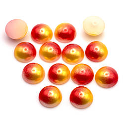 Напівнамистини акрилові 8 мм +-150 шт. Червоний з жовтим