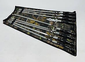 Набір шампурів в чохлі БЛЕК, (6 штук, подвійний шампур, вилка-ніж для зняття + чохол)