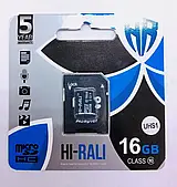 Карта пам'яті HI-RALI micro SDHC 16 GBClass 10 + адаптер